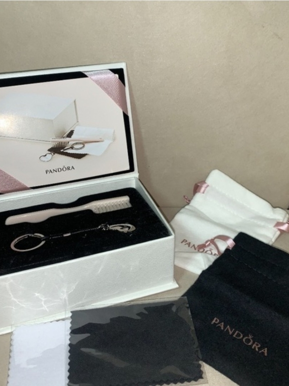 Pandora Pink and Black Jewelry Care Set with Pouches